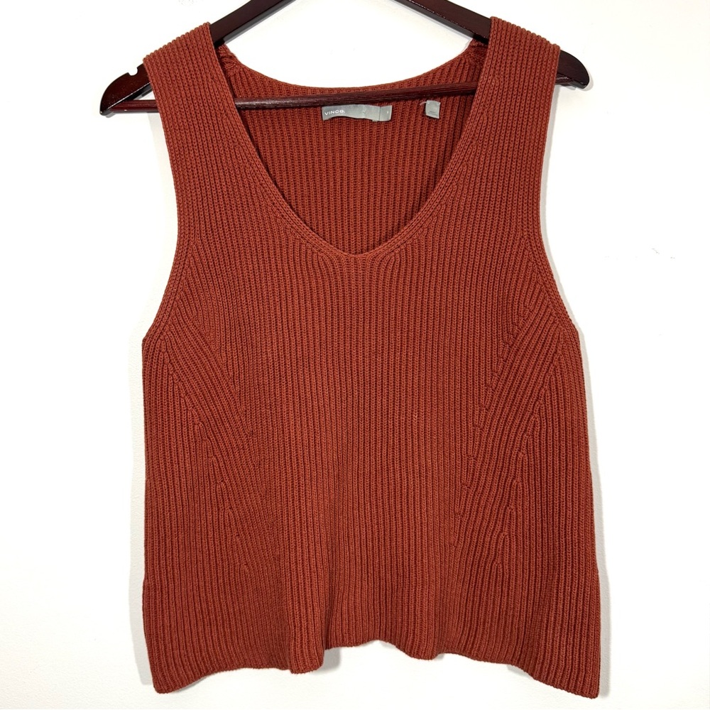 Vince Rust Ribbed Knit Tank Top